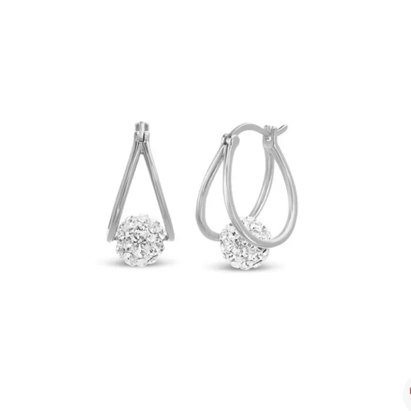LESA MICHELE Crystal & Silvertone Ball Pavé Split Hoop Earrings - Picture 8 of 13